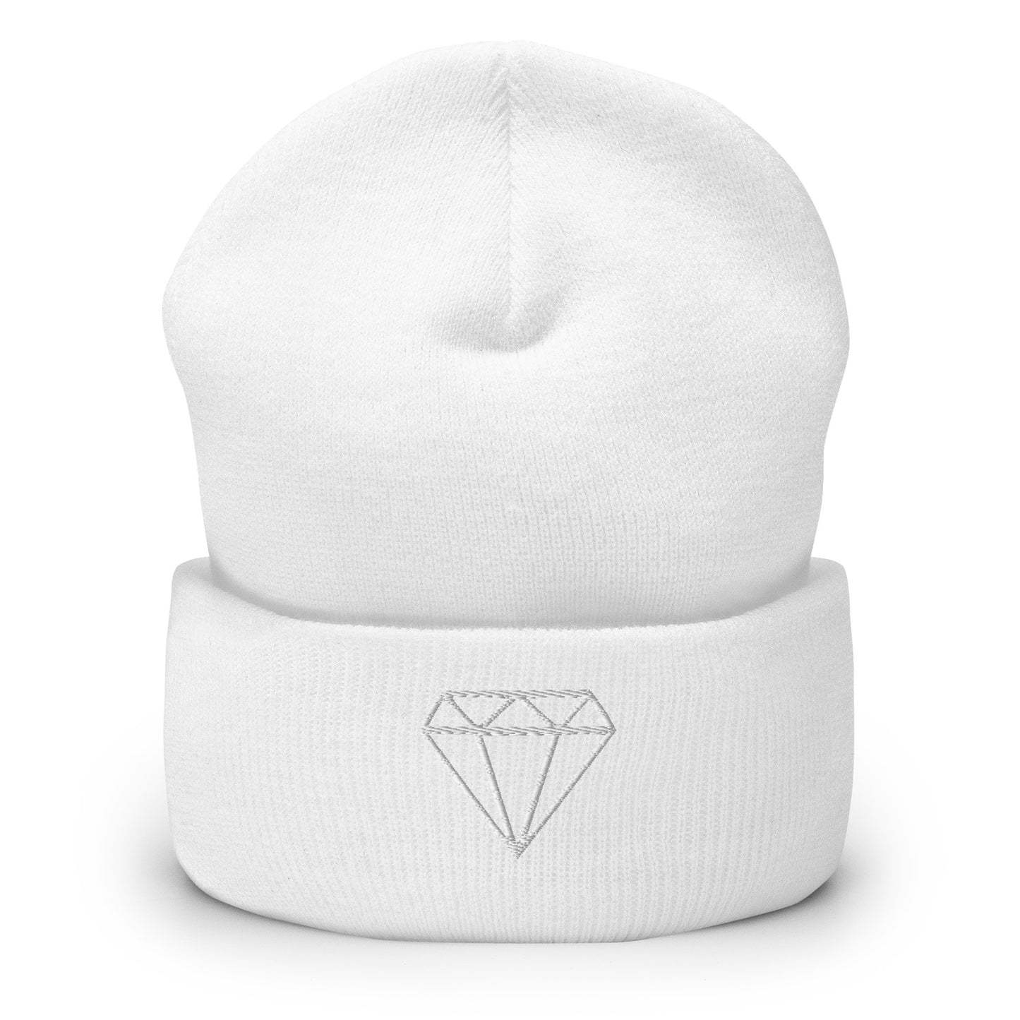 cuffed white print beanie