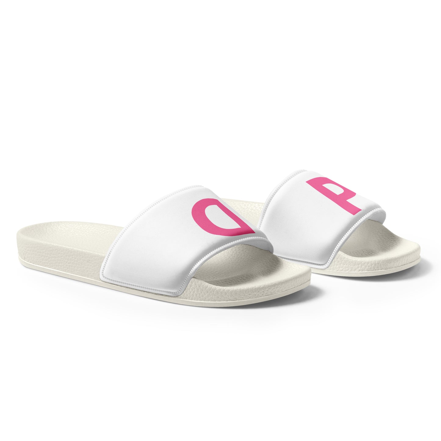 pink print womens slides