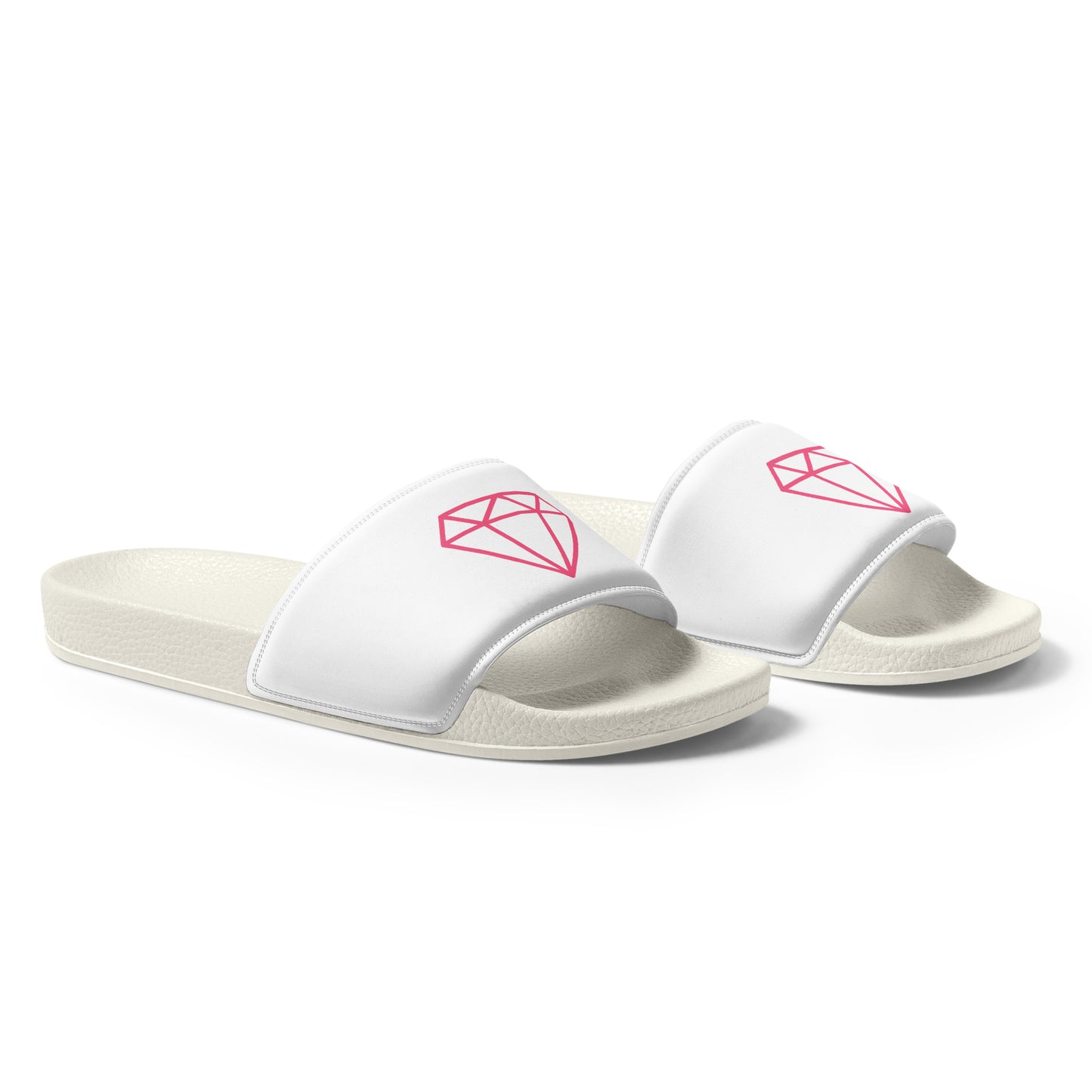 pink print womens slides