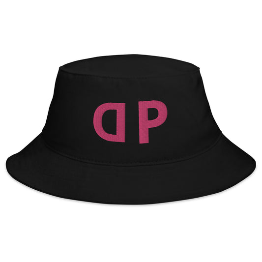 pink initial DP bucket hat